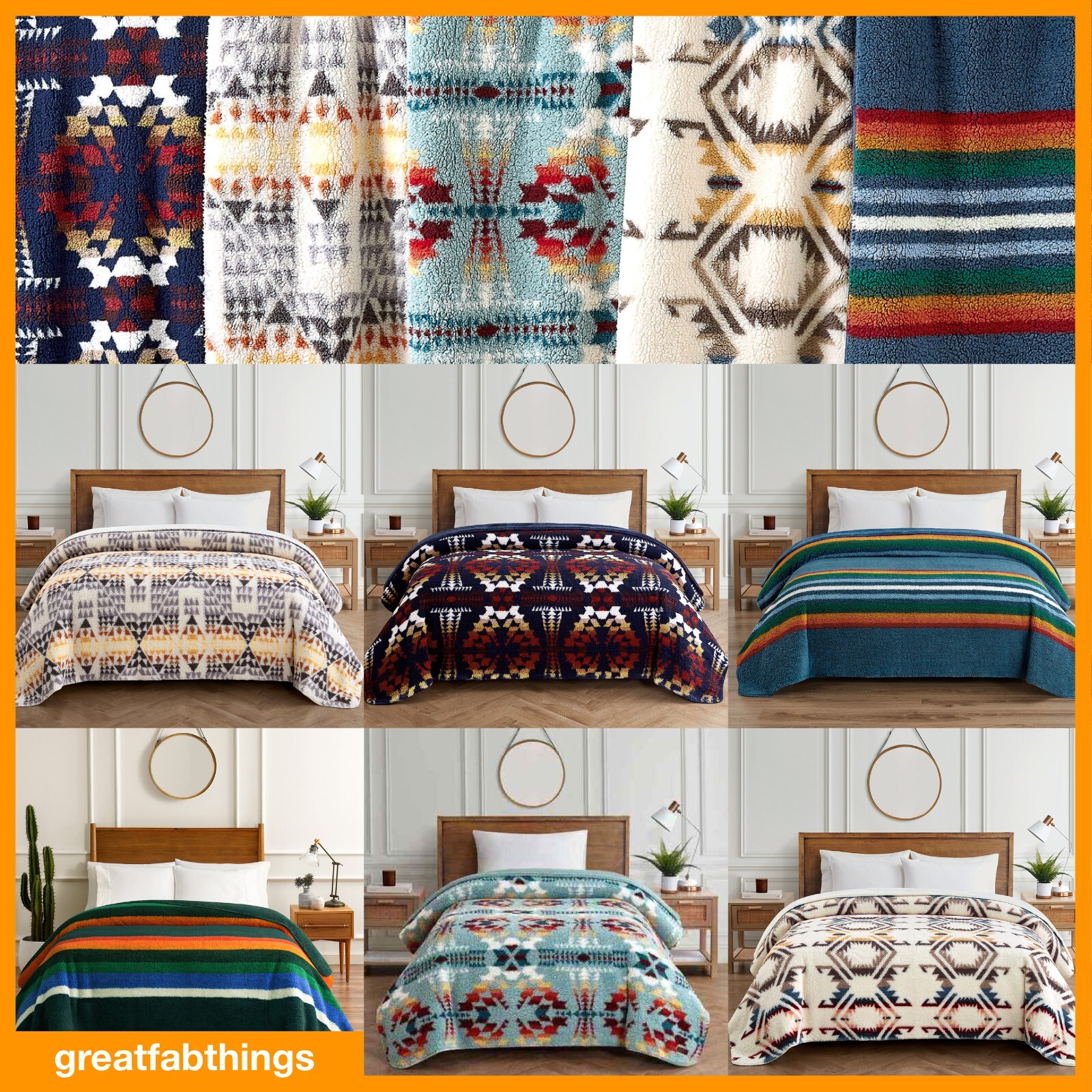 Pendleton Sherpa Reversible Fleece Blanket Select Twin Queen King FREE FAST SHIP gallery