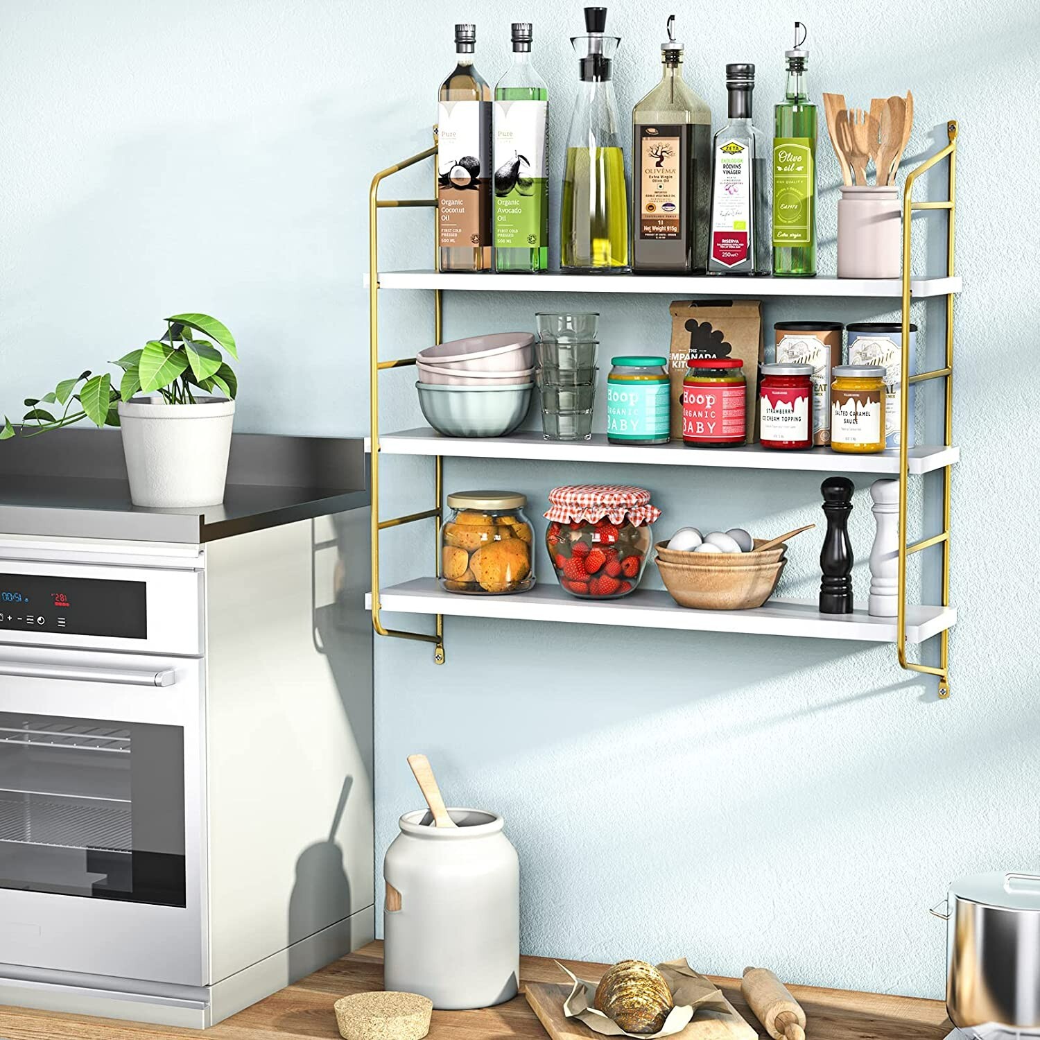 AMADA HOMEFURNISHING Floating Shelves, Wall Shelves 3 Boards Adjustable  gallery