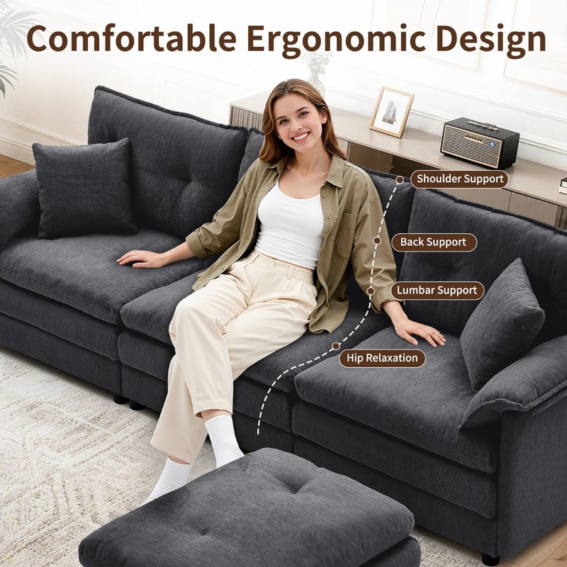 Korser L Shaped Modular Sectional Cloud Couch Convertible with Movable Ottoman gallery
