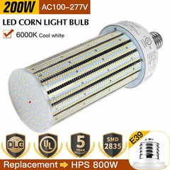 200W LED Corn Bulb 28,000 Lumens E39 Base Warehouse High Bay Light Fixture 6000K
