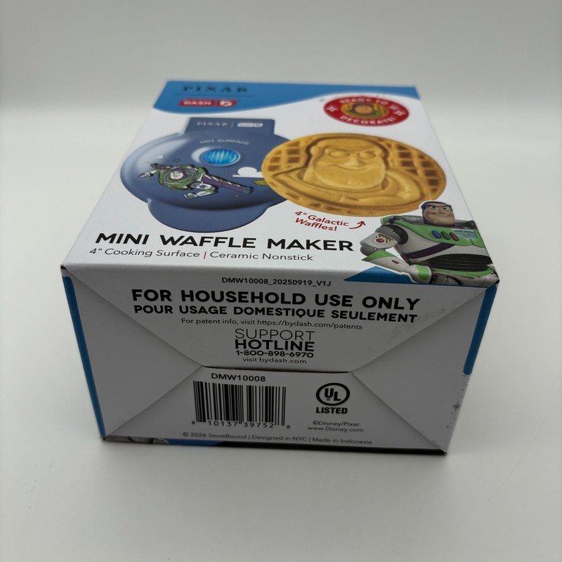 Disney Pixar Dash BUZZ LIGHTYEAR Mini Waffle Maker, 4" Ceramic Nonstick Surface gallery