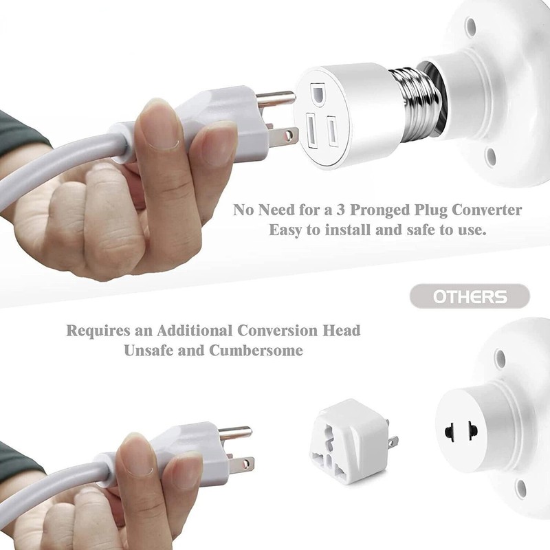 2-4 PACK Light Socket Plug Adapter,3 Prong Light Socket to Plug Adapter, E26/E27 gallery