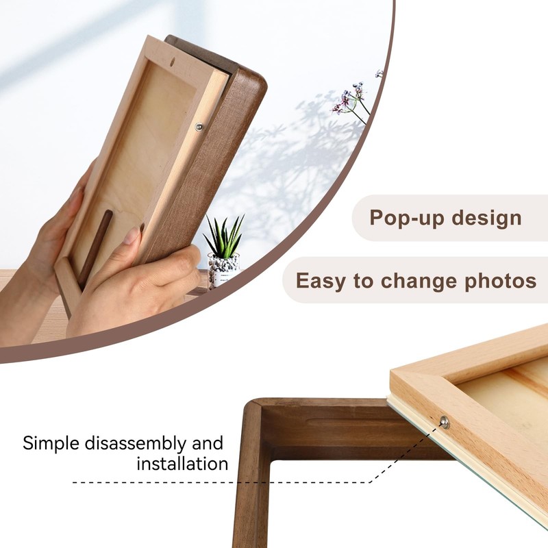 6x8 Picture Frame Wood Natural Solid Walnut Photo Frames with 4x6 Mat, Handcr... gallery