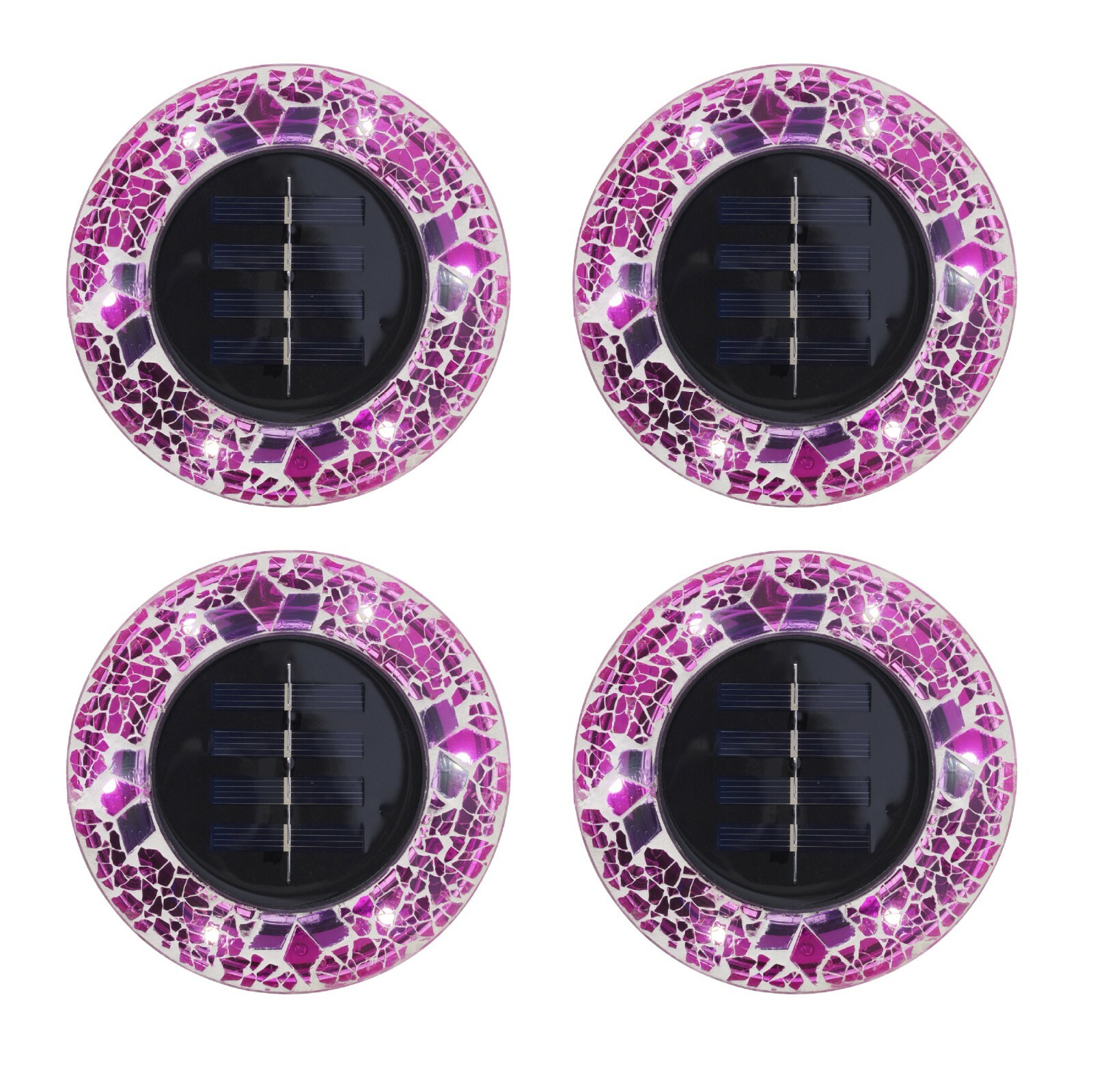 Bell+Howell Solar Powered Outdoor Mosaic Disk Lights 4 Pack - 3 Colors Available gallery