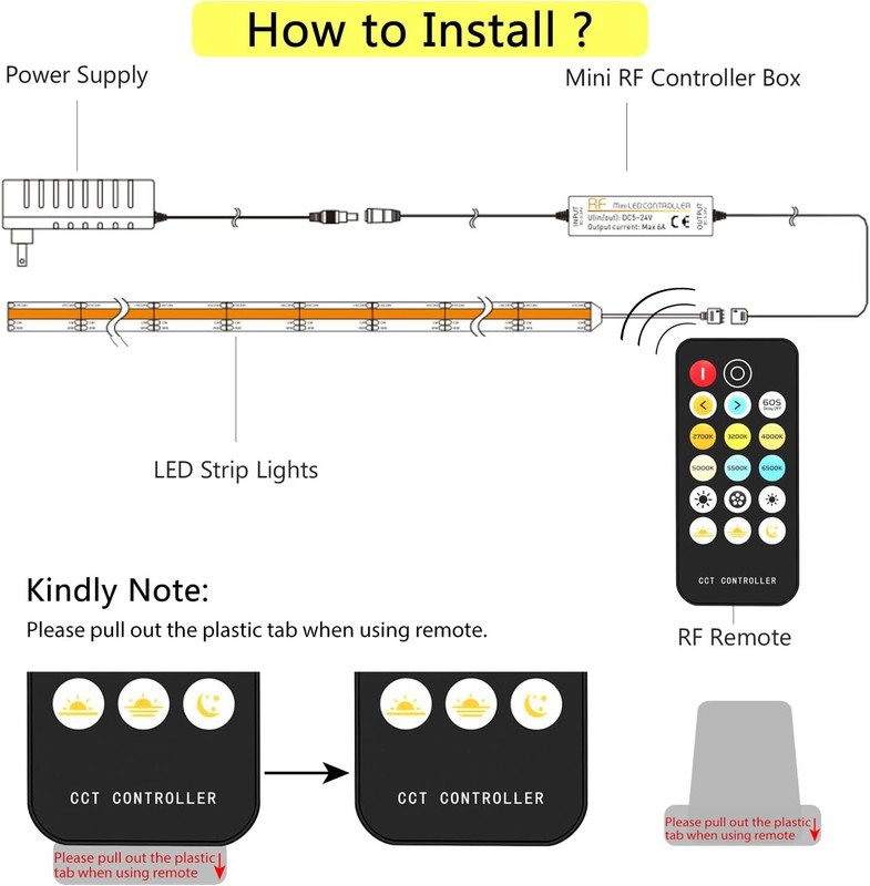PAUTIX RF Remote Dimmer CCT Tunable COB LED Strip Controller(ONLY for CCT) gallery