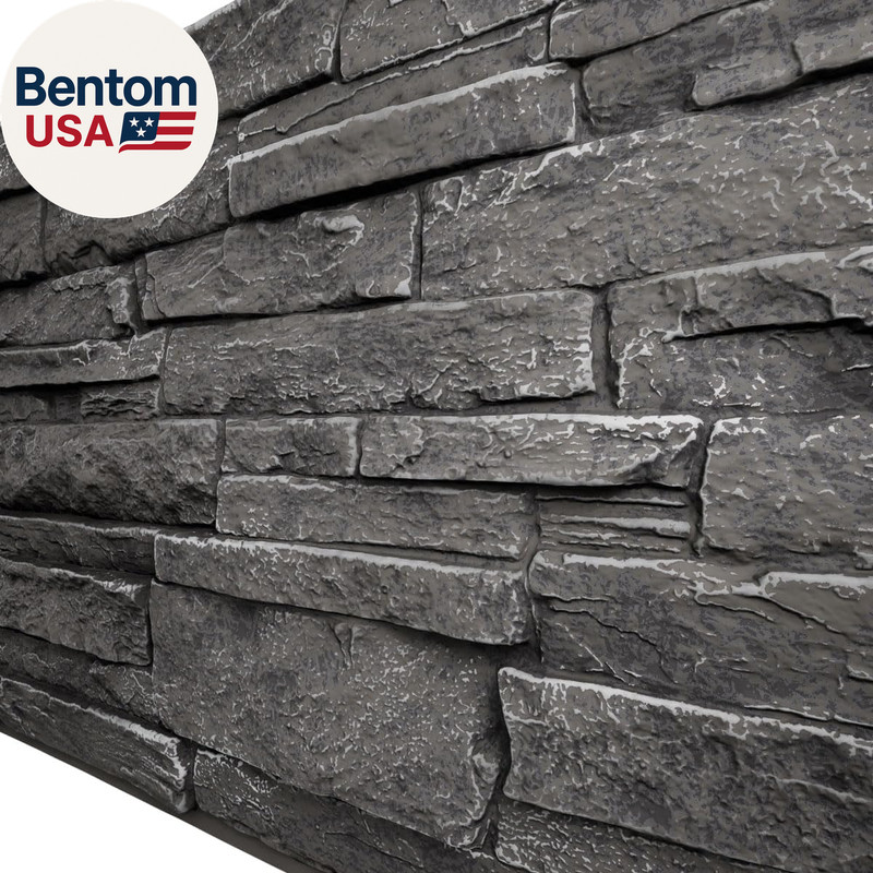 Everstone Acadia Ledge Faux Stone Panel, 49"W X 25 1/2"H X 1 1/4"D, Graphite Col gallery