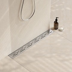 Neodrain 24 Inch Rectangular Linear Shower Drain with Brick Pattern Grate, Brush