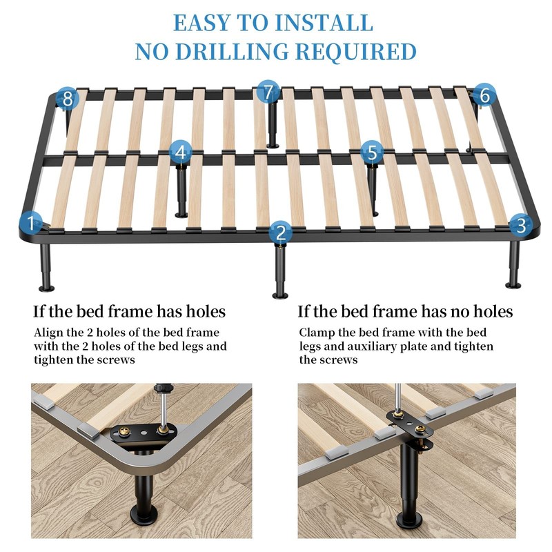 Upgrade 2Pcs Bed Legs Support, Adjustable Metal Bed Frame Support Legs 7.08-1... gallery