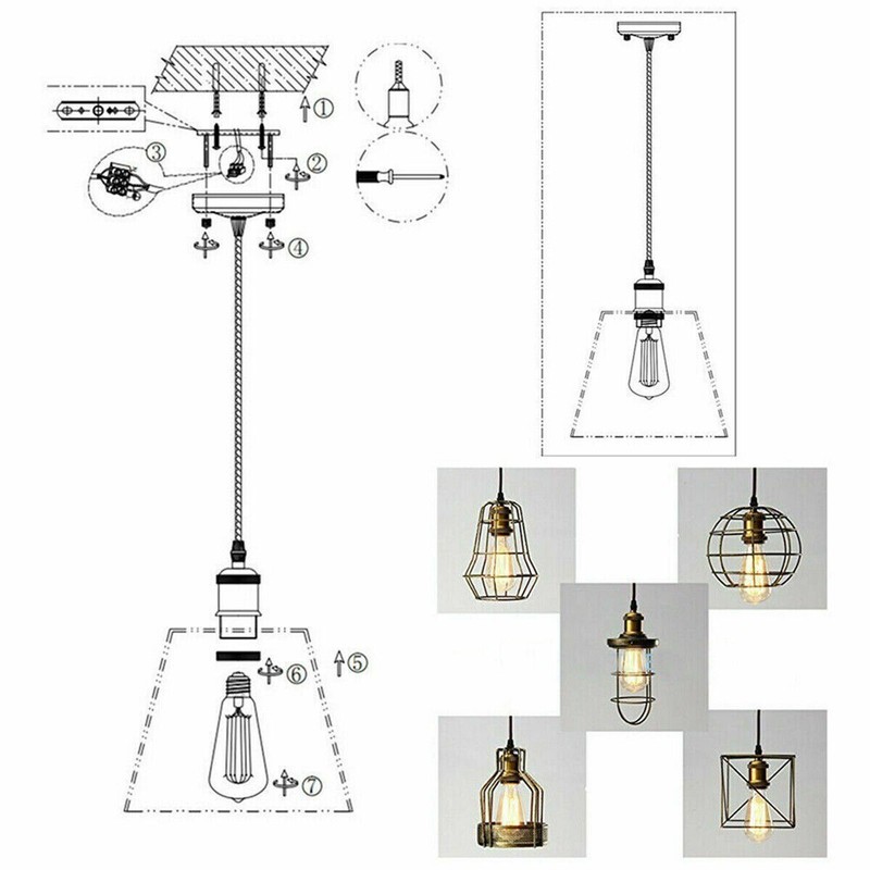 Pendant Light Kit Socket E27 Vintage Lampholder Cord Adjustable for Kitchens Bar gallery