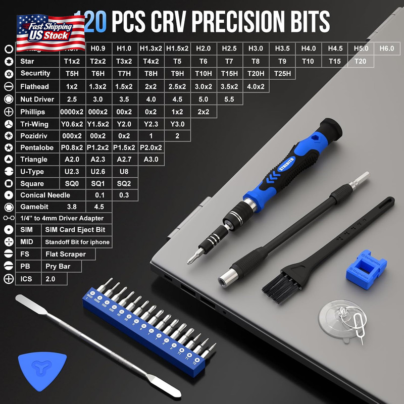 STREBITO Electronics Precision Screwdriver Sets 142-Piece with 120 Bits Magnetic gallery