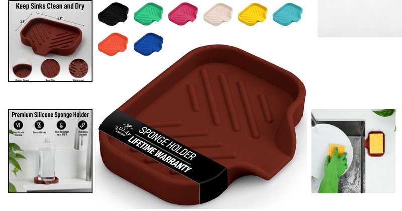 Multipurpose Silicone Sponge Holder 4.9” - Ideal for Kitchen & Bathroom gallery
