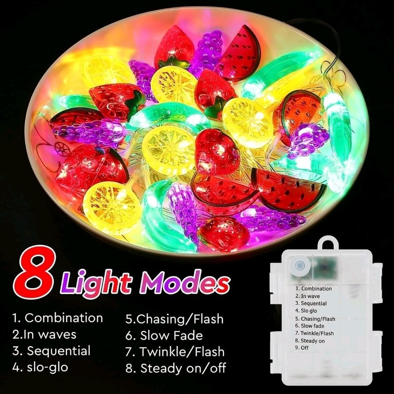 Fruit 30 String LED 16 Ft Indoor Outdoor Lights Battery Operated 8 Modes gallery