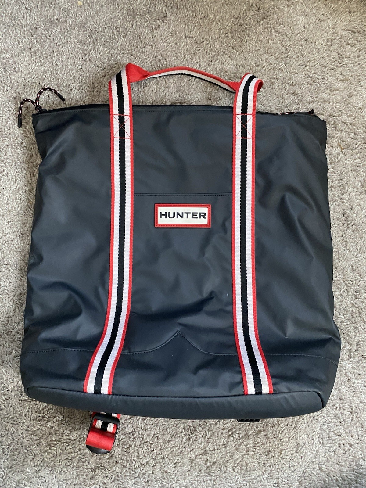 NWT Hunter Boot Brand Black Rubberized Original Lightweight Tote Bag Backpack