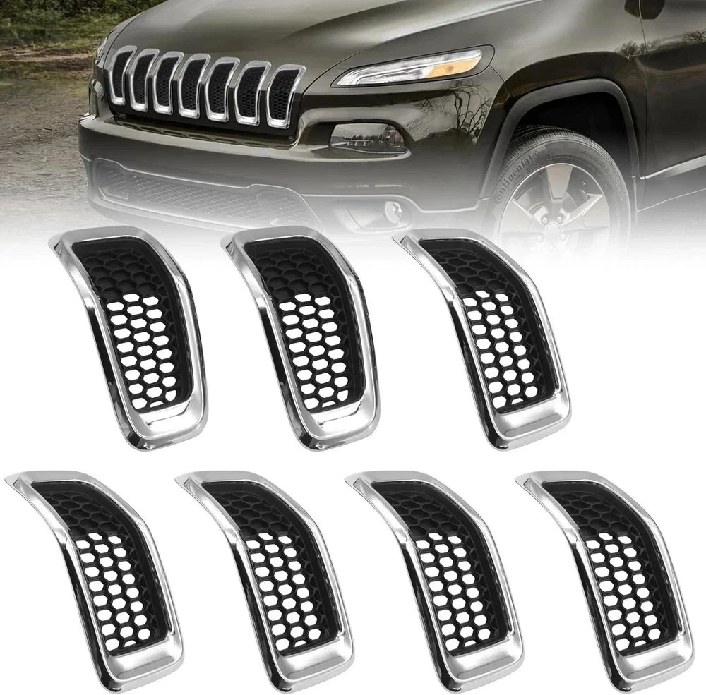 JINCHEN 7pcs Grill Mesh Inserts Fit for Jeep Cherokee 2014-2018, Honeycomb Mesh gallery