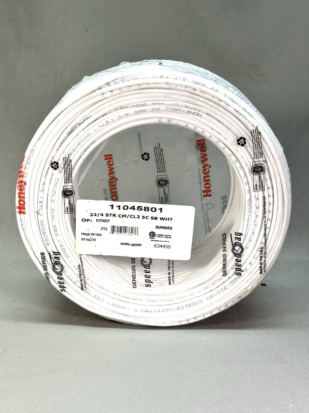 Honeywell Genesis 22/4 Stranded Alarm Wire 11045801 CM/CL2 5C SB White 500ft NEW gallery