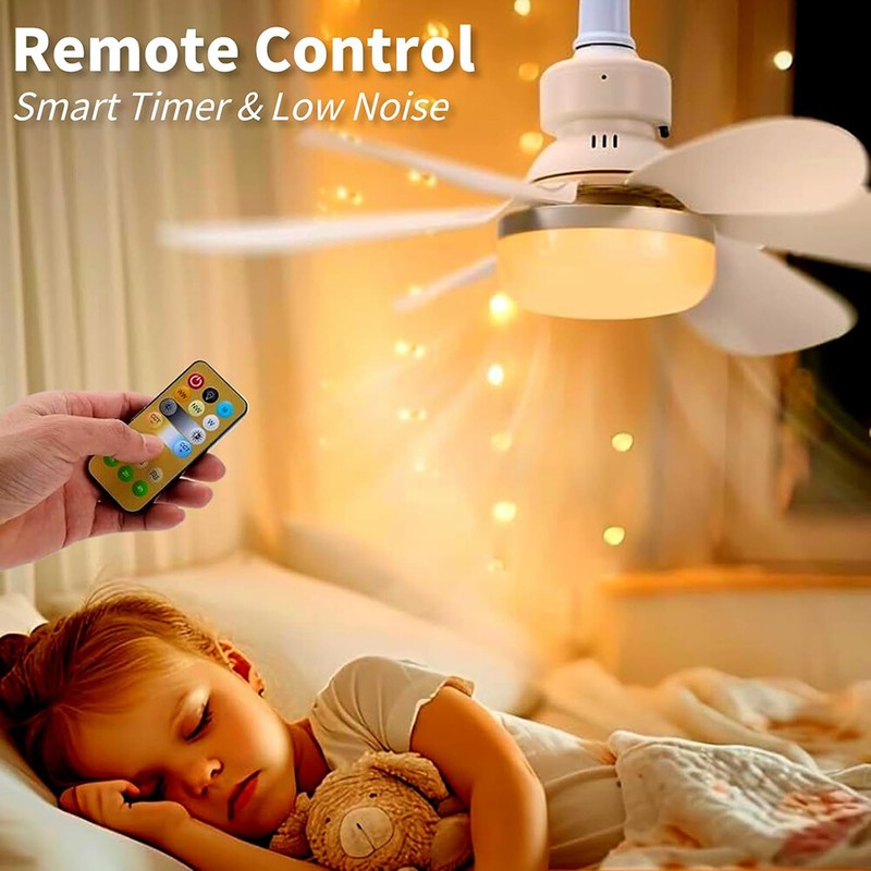 Socket Ceiling Fans with Lights and Remote- Socket Fan light with Dimmable Led gallery