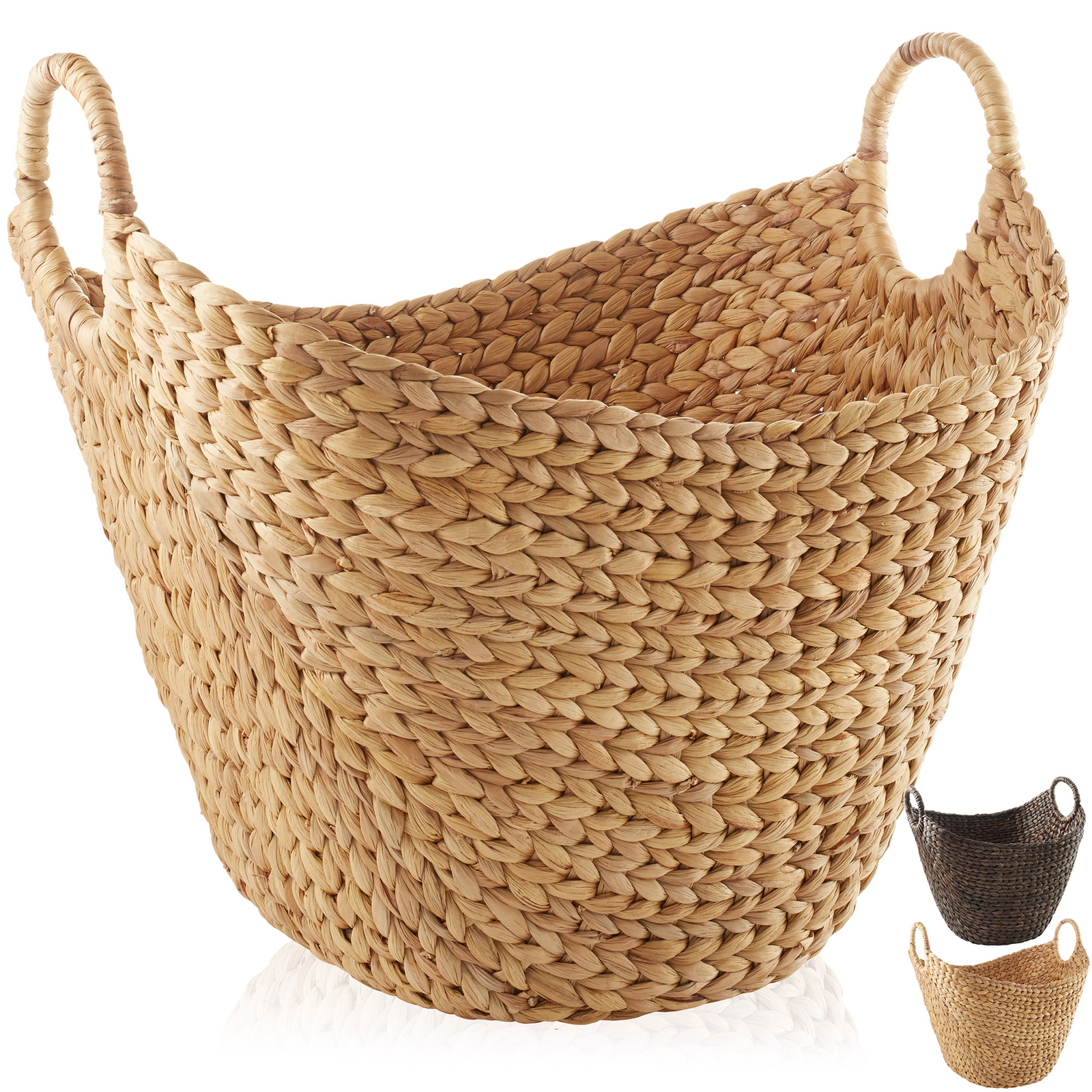 Large Hyacinth Boat Baskets with Handles, Wicker Storage Tote, Laundry, Blankets gallery