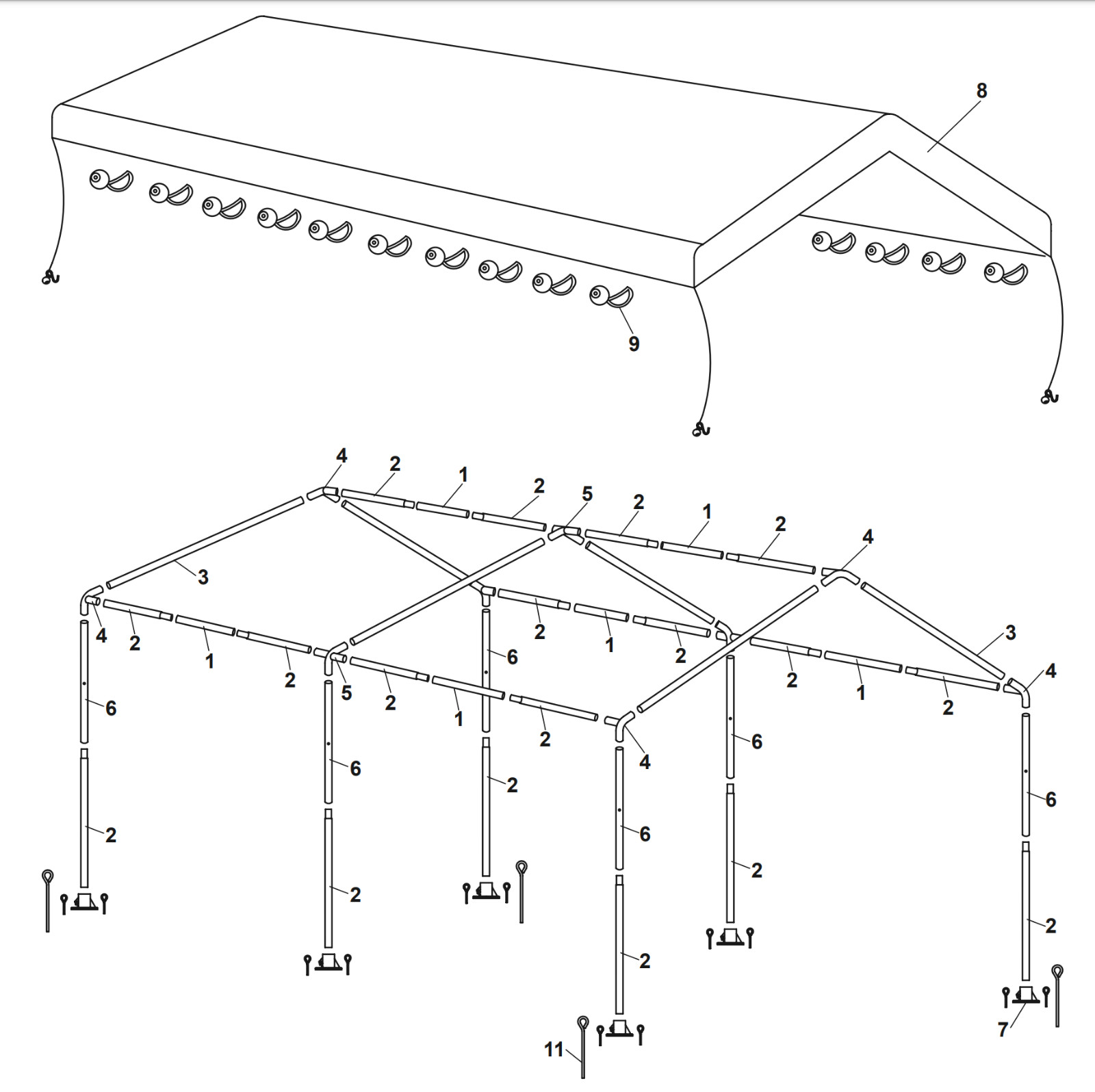 Coverpro 10 ft. X 20 ft Portable Car Canopy Parts #1 through #11 gallery