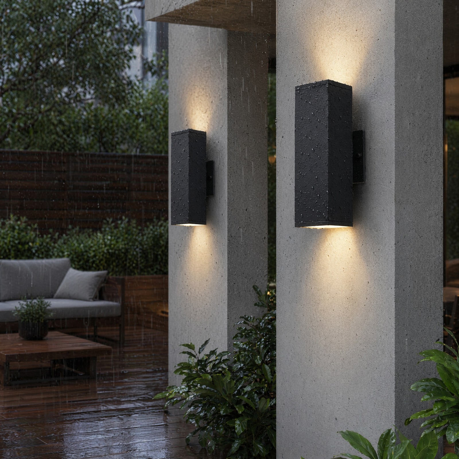 2 Pack 12" Outdoor Wall LED Light Modern Exterior Sconce Porch Black Fixture UL gallery