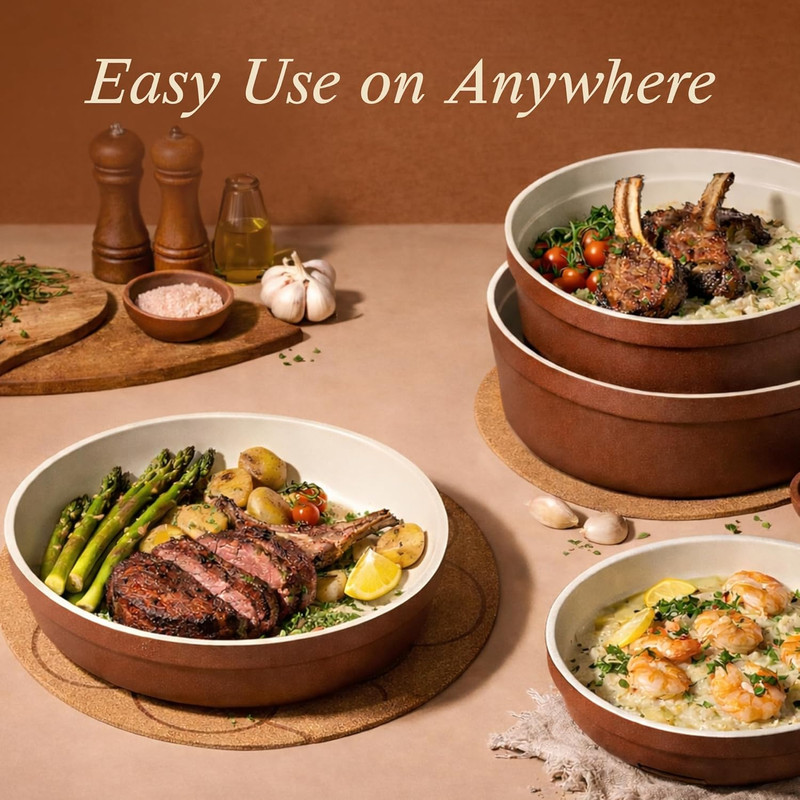 22Pcs Ceramic Cookware Set, Pots and Pans Set Non Stick Removable Handles, Non T gallery