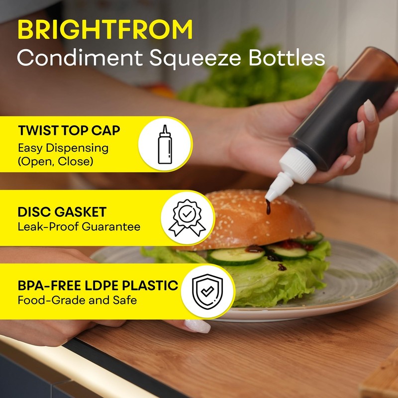 Squeeze Bottles, 4 OZ Empty Squirt Bottle with Twist Top Cap, Leak Proof 4 PACK gallery