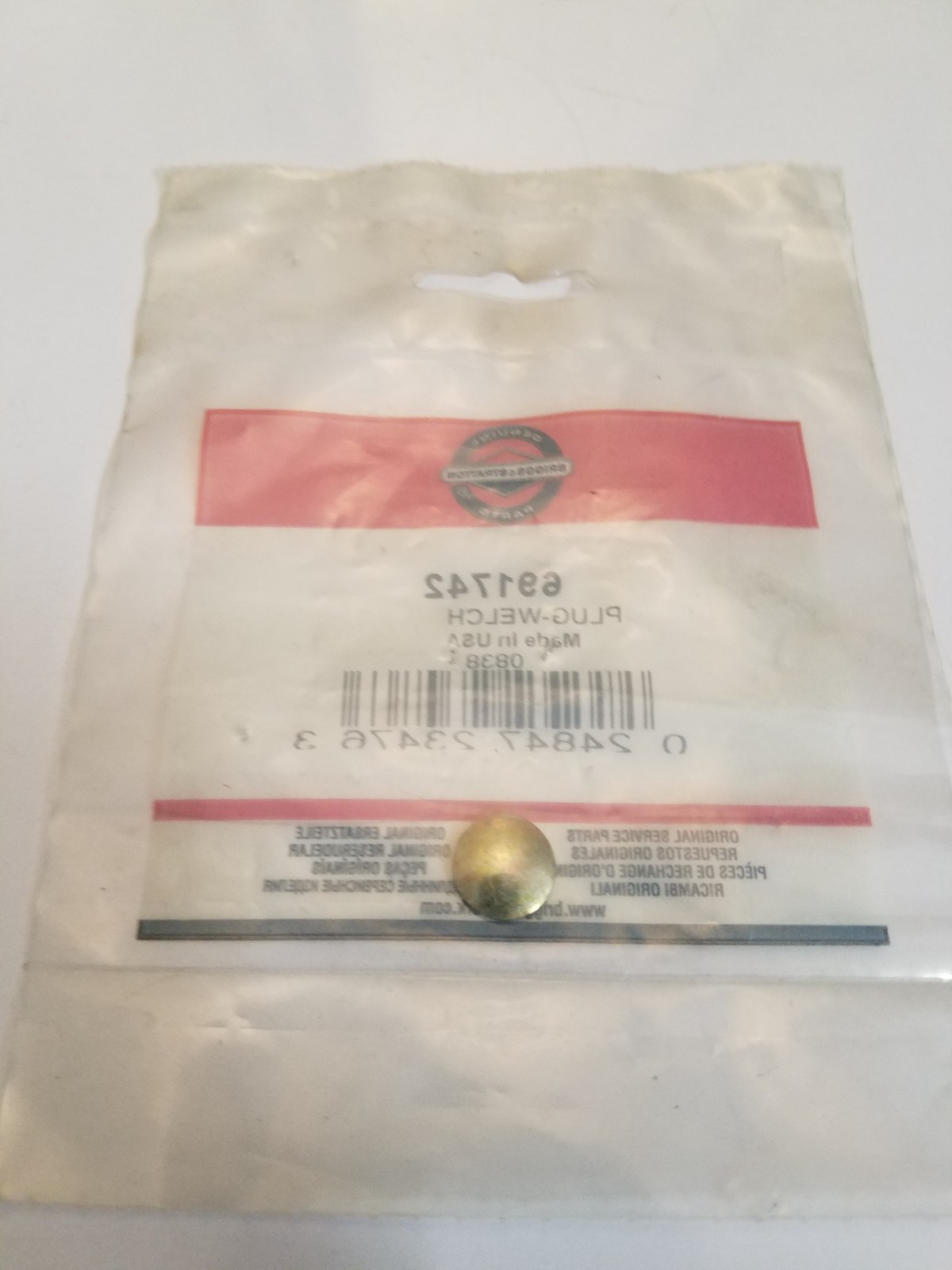 Briggs & Stratton Welch Plug 691742 - OEM Packaging - NEW- C2B gallery