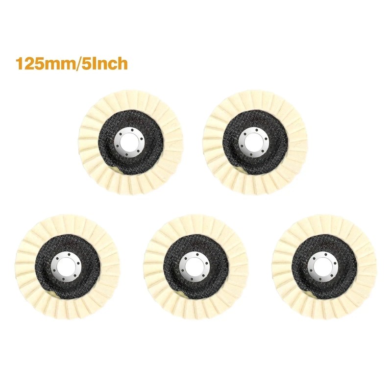 5pcs 5" Wool Polishing Wheels Buffer Pads Flap Felt Polishing Finishing Disc gallery