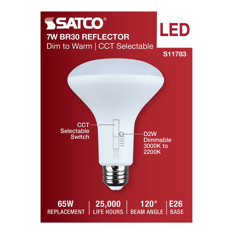 12 Pack LED 7W =65W BR30 Medium E26 CCT 2700K 3000K 3500K 4000K 5000K Warm Cool gallery