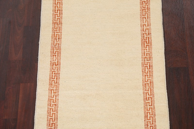 Bordered Gabbeh Modern Oriental Runner Rug Handmade Wool Carpet 2' 7" x 10' 6" gallery