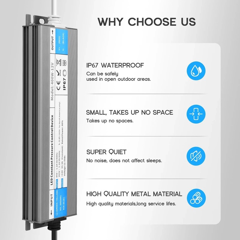 LED Driver 100 Watts Waterproof IP67 Power Supply 85V-265V AC to 12V DC Conve... gallery