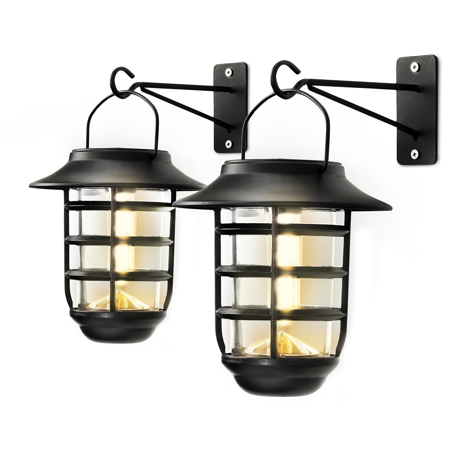 Home Zone Security 2-Pack Solar Wall Hanging Lights LiFePO4 Battery 3000K War... gallery