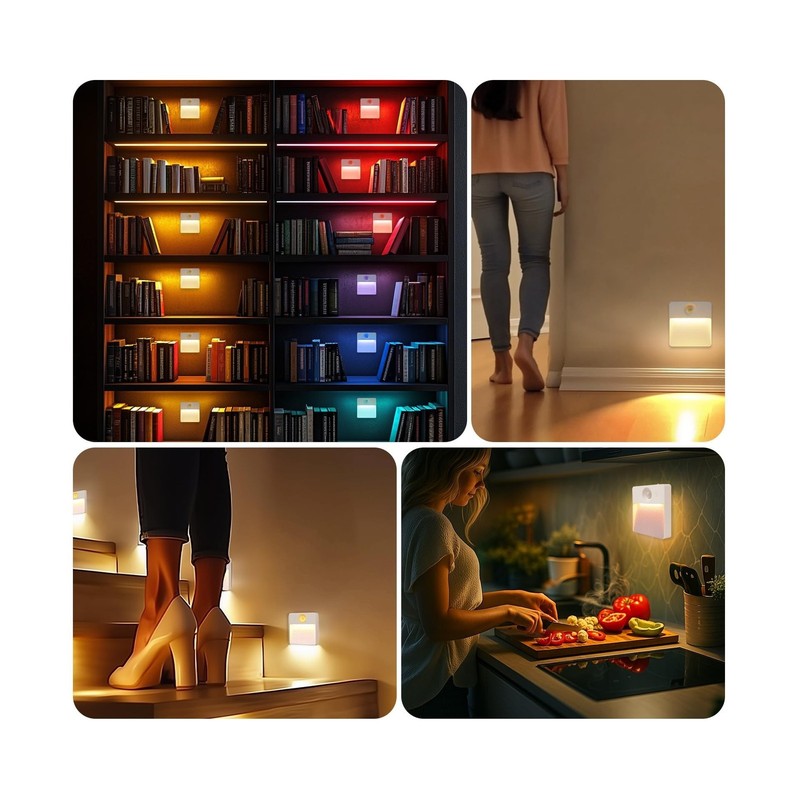 8 Pack Rechargeable Motion Sensor Stair Light for Indoor, RGBW Batt... Fast Ship gallery