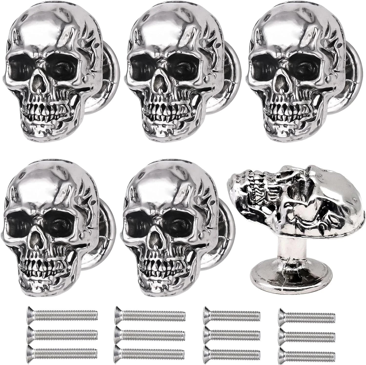 6 Pack Skull Skeleton Drawer Knobs, Vintage Single Hole Cabinets Pulls for Dr... gallery