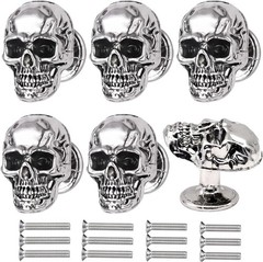 6 Pack Skull Skeleton Drawer Knobs, Vintage Single Hole Cabinets Pulls for Dr…