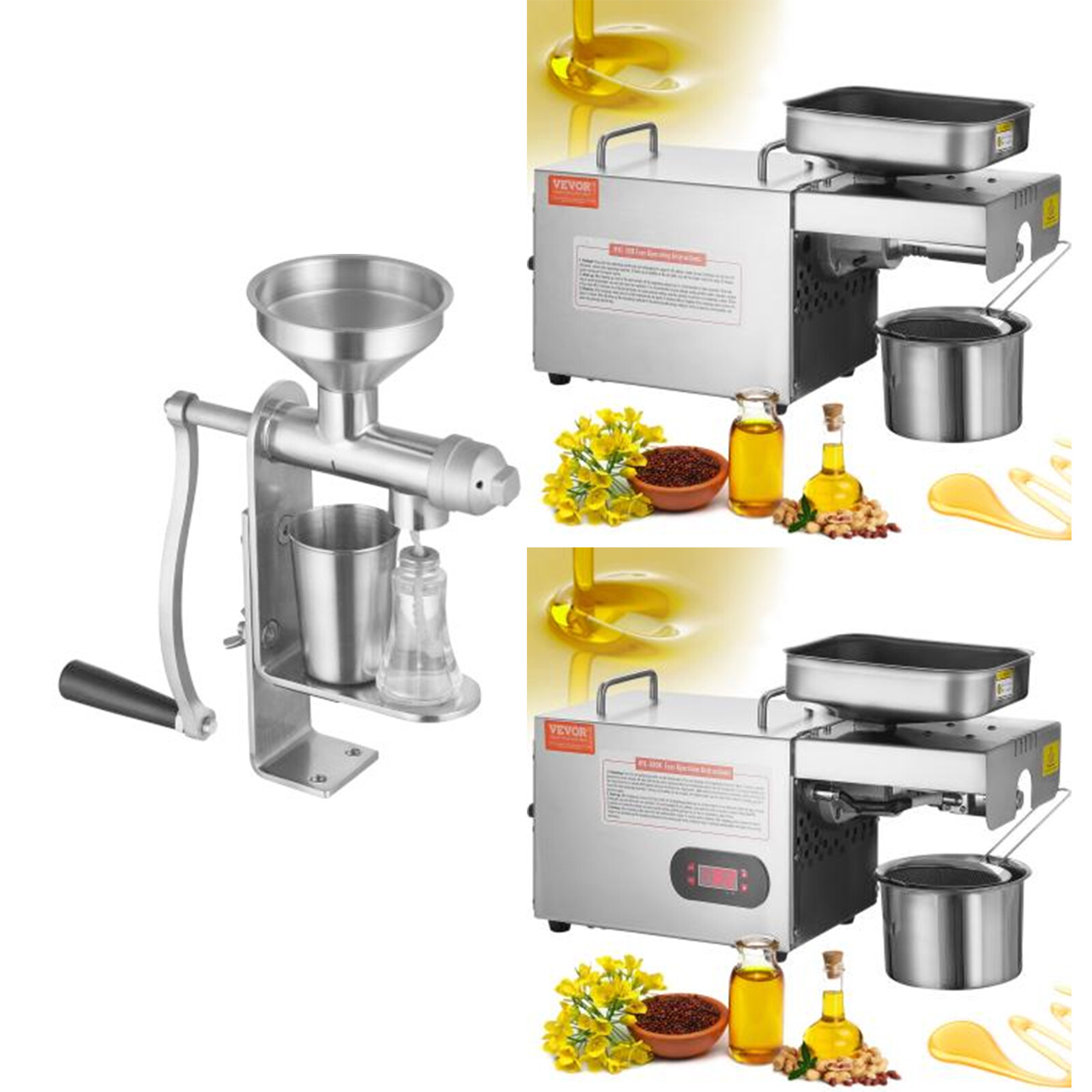 VEVOR Manual/Electric Oil Press Machine Stainless Steel Oil Extractor Peanuts gallery