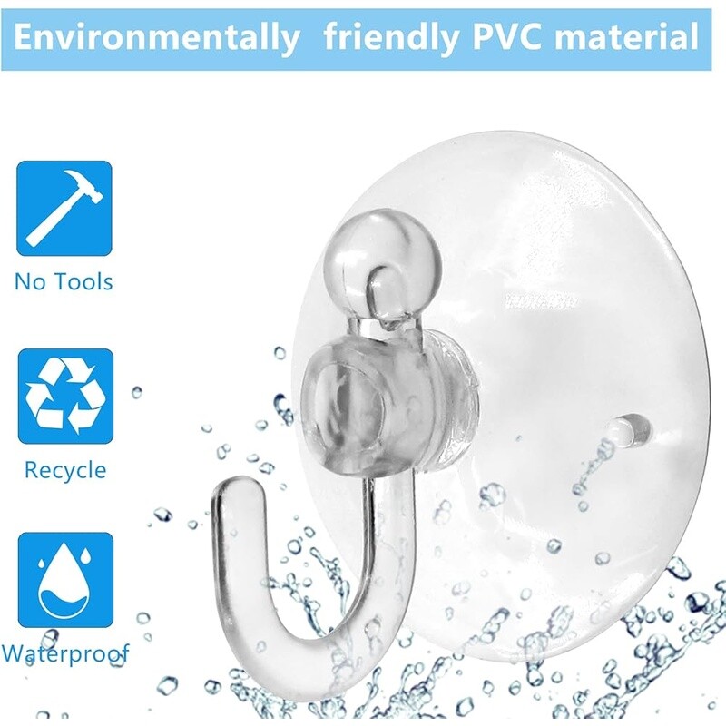 20Pcs Clear Suction Cup Hooks Strong Plastic Hangers Wall Bathroom Shower New gallery