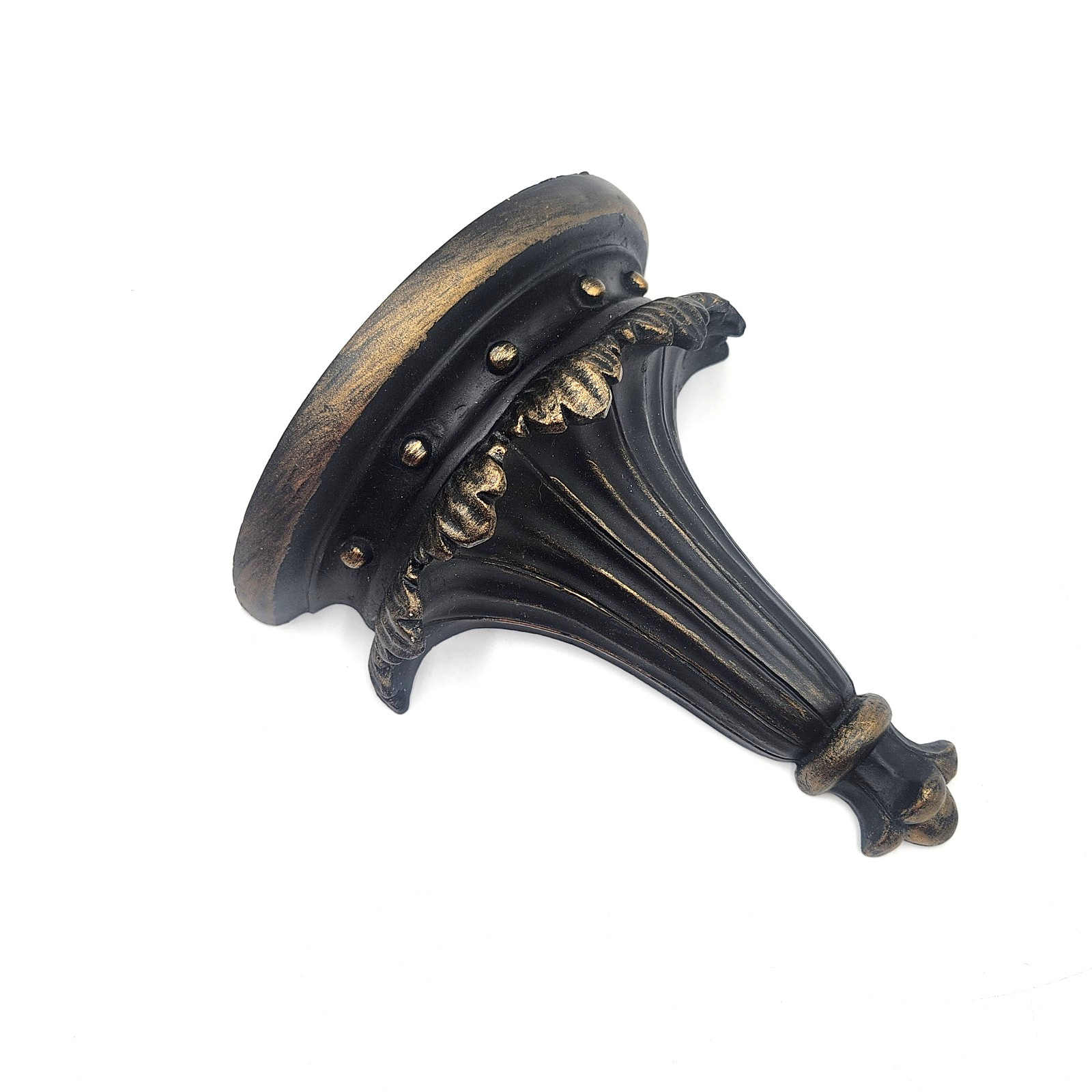 Black Gold wall shelf Sconce ornate Demilune Federal ceramic gallery