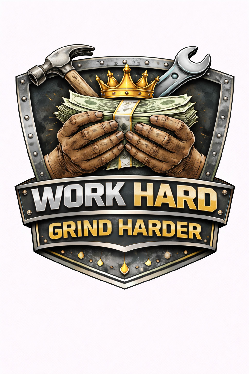 Work Hard Grind Harder Blue Collar Work Ethic UV-DTF Decal Tool Badge 3 inch gallery