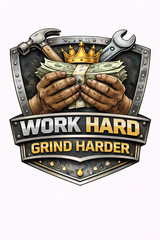 Work Hard Grind Harder Blue Collar Work Ethic UV-DTF Decal Tool Badge 3 inch