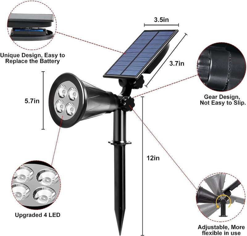 2 Pack Solar Powered Spotlight Outdoor Garden Lawn Landscape Waterproof LED Lamp gallery