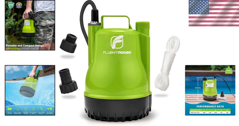 Compact Lightweight 1/4HP Utility Pump - 16.4ft Cord, Easy Manual Control gallery