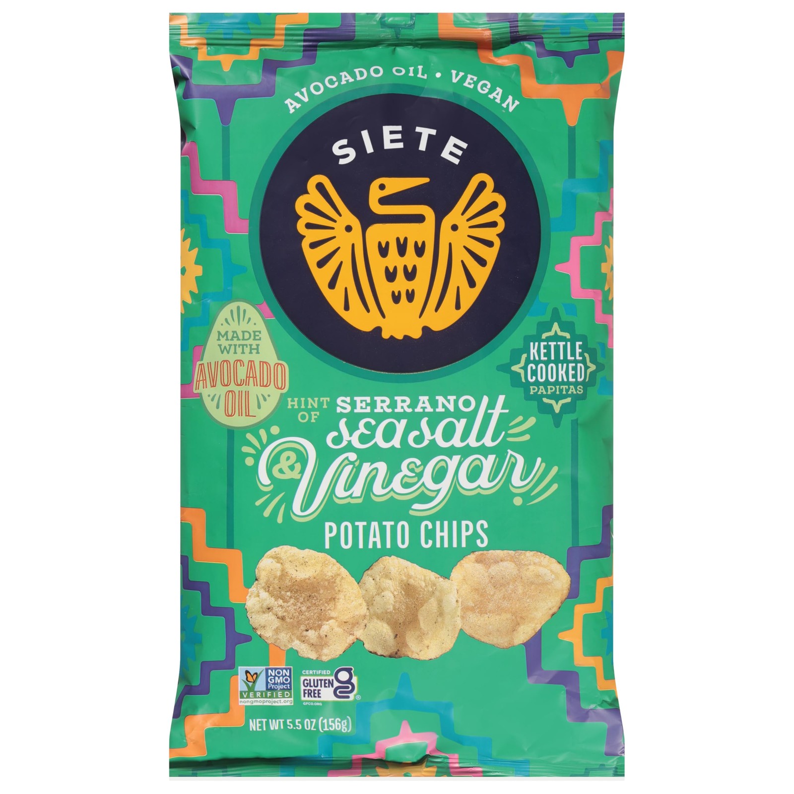 Siete Kettle Cooked Sea Salt And Vinegar Potato Chips 5.5 Ounce Non Gmo Snacks gallery