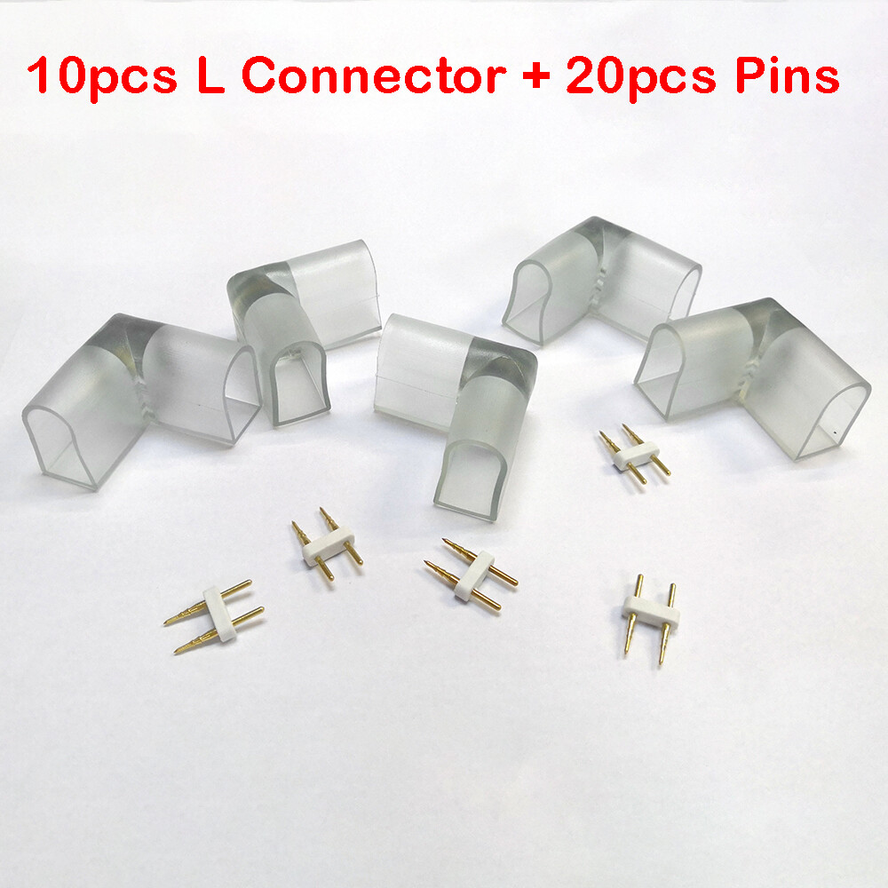 10Sets Splice L Shape Connector + Pins for 15mm * 25mm LED Neon Rope Light Strip gallery
