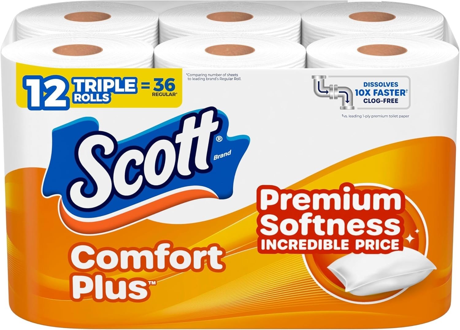 Scott ComfortPlus Toilet Paper, 12 Triple Rolls, 231 Sheets per Roll, Septic gallery