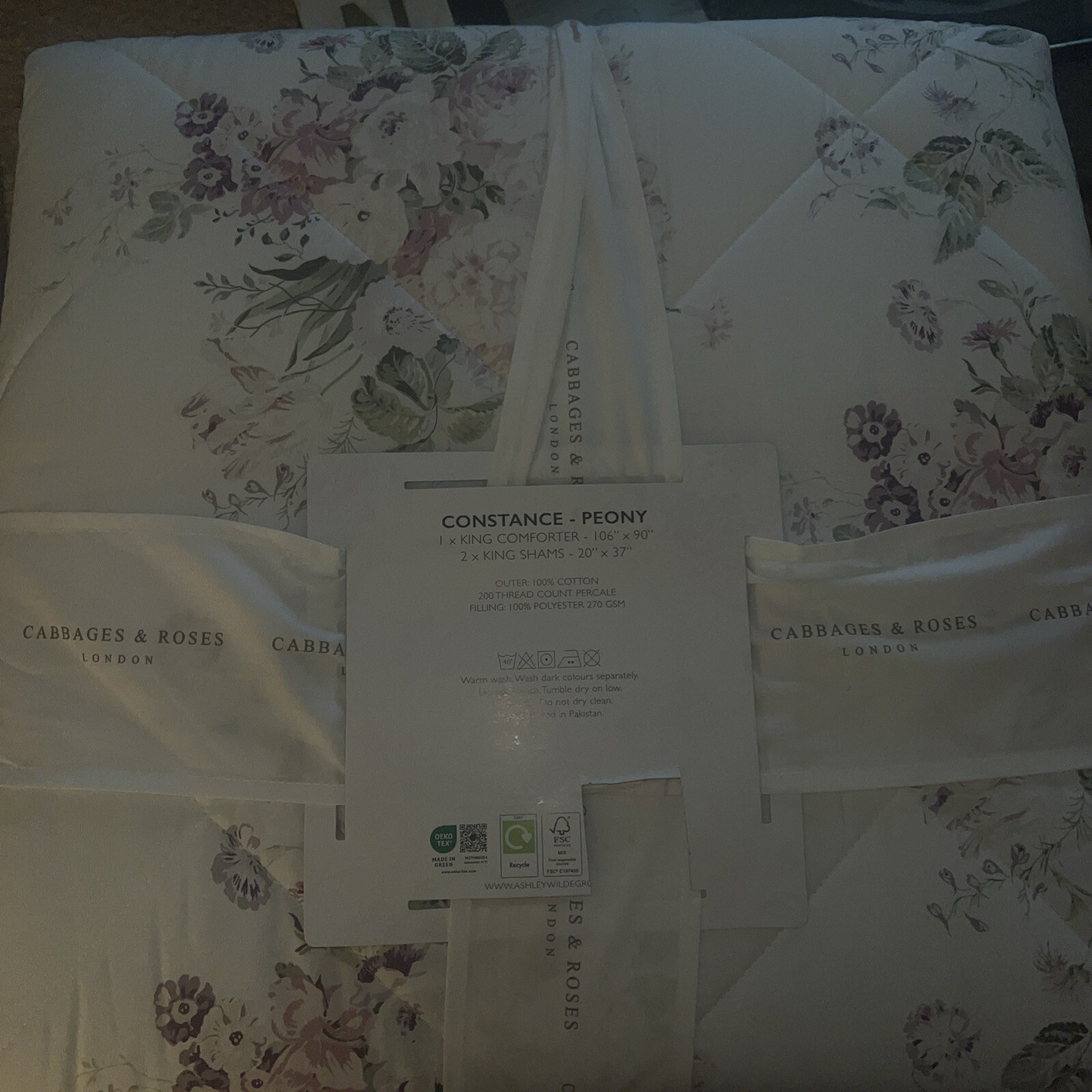 Cabbages and Roses King Comforter 2 King Shams Peony New gallery