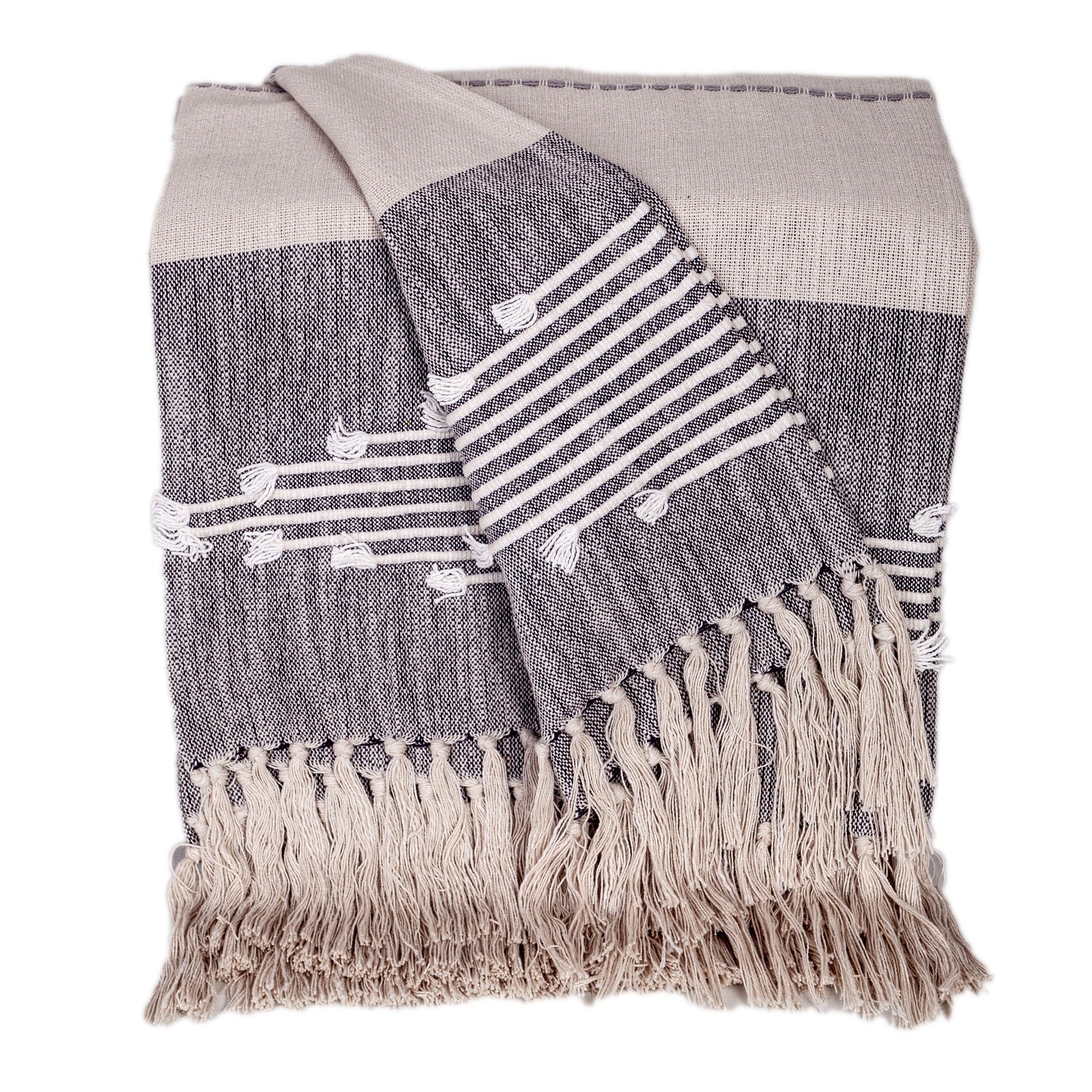Parkland Collection Adonia Multi Grey Cotton Slub Throw Blanket, 50 x 60 gallery