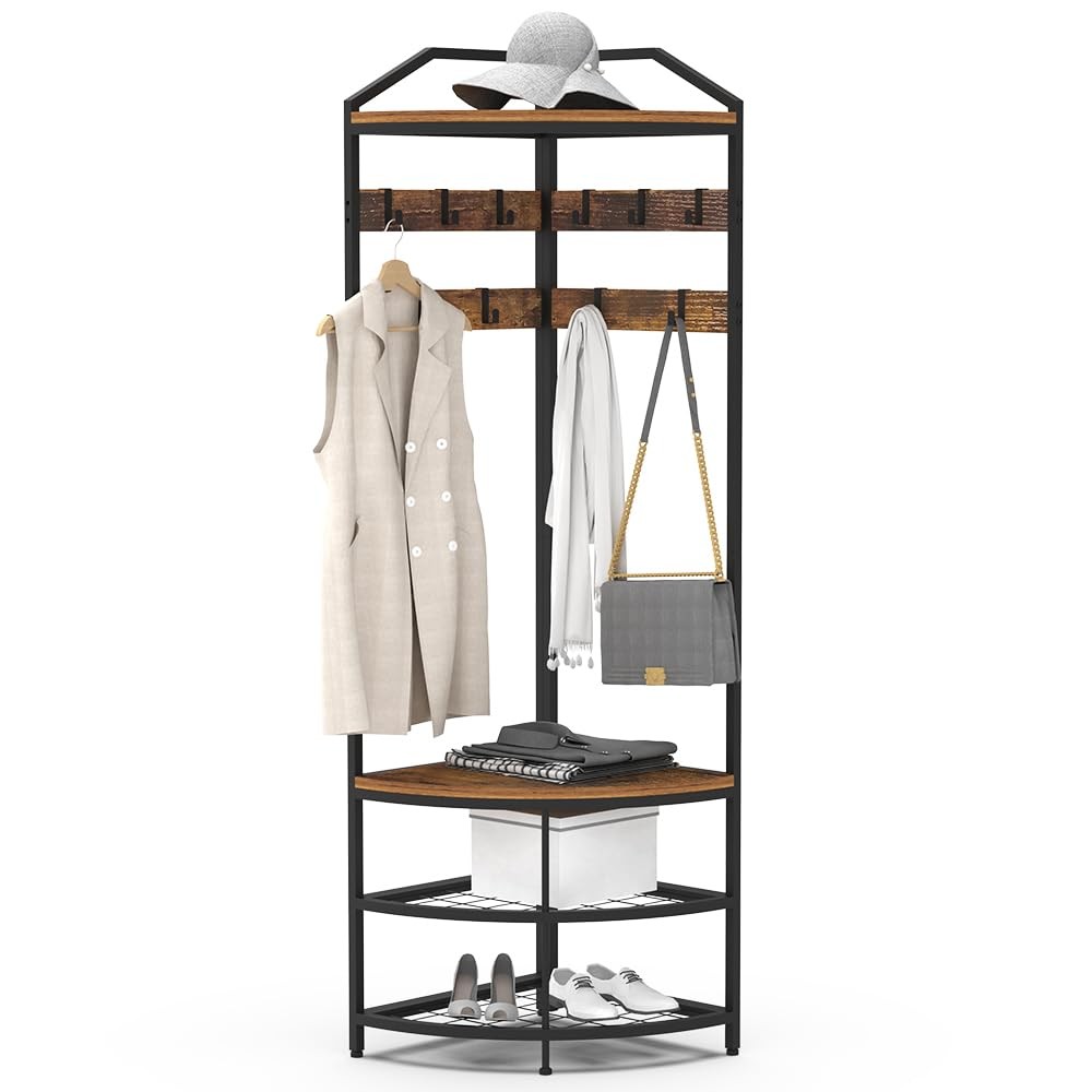 Coat Rack Metal Corner Coat Rack Hallway Tree Freestanding Clothes Rack with... gallery