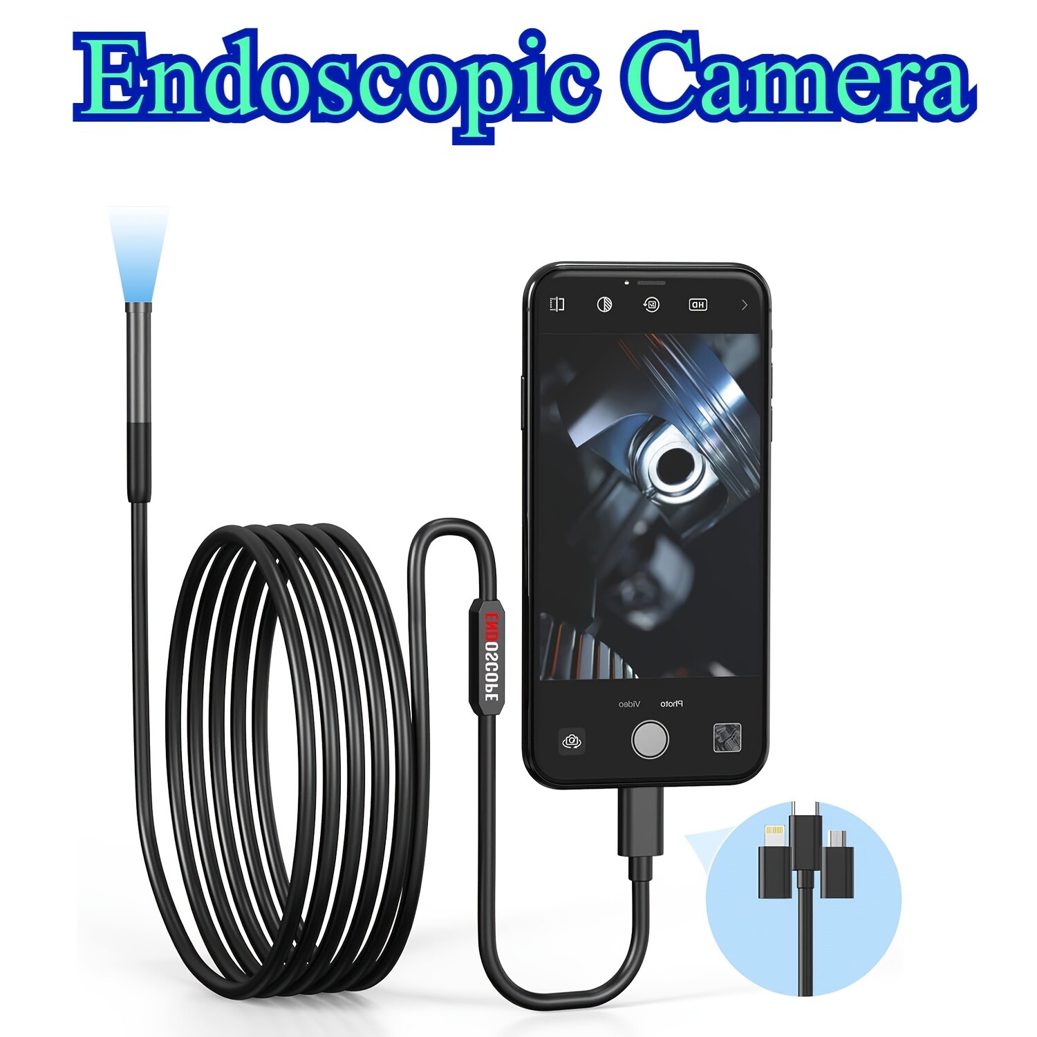 Endoscope Camera with 9.8ft Borescope Inspection Cameras for iPhone iPad/Android gallery