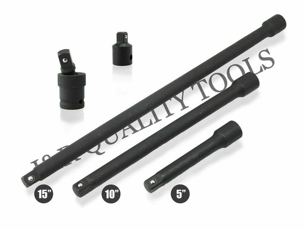 5pc Long Extension Bar Reducer Universal Air Impact Set 3/8 1/2 Air Ratchet