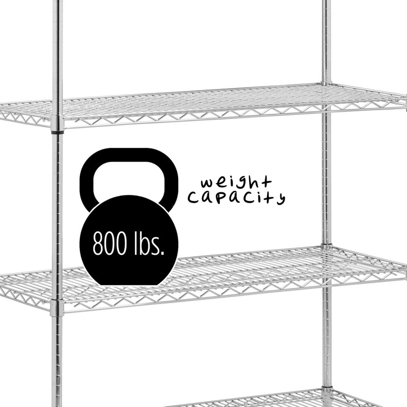 Adjustable Storage Durable Shelving Unit 800-Pounds Per Shelf Chrome 5-Tier gallery